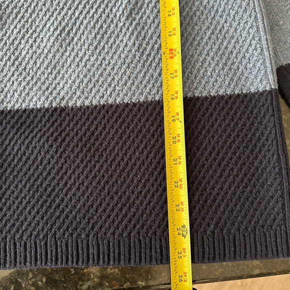 Talbots Mockneck Colorblock Sweater Size Large Blue Button Trim Cotton Blend - Picture 9 of 12